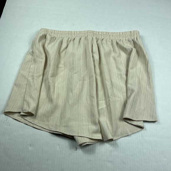 Cider Boho Lounge Shorts Crinkle Gauze Drawstring Tassel Waist Beige Casual 2XL - Picture 10 of 11